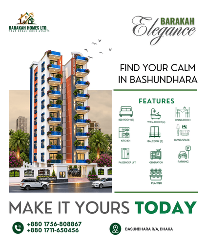 1750 SFT Single Unit Flat in Bashundhara | Barakah Elegance